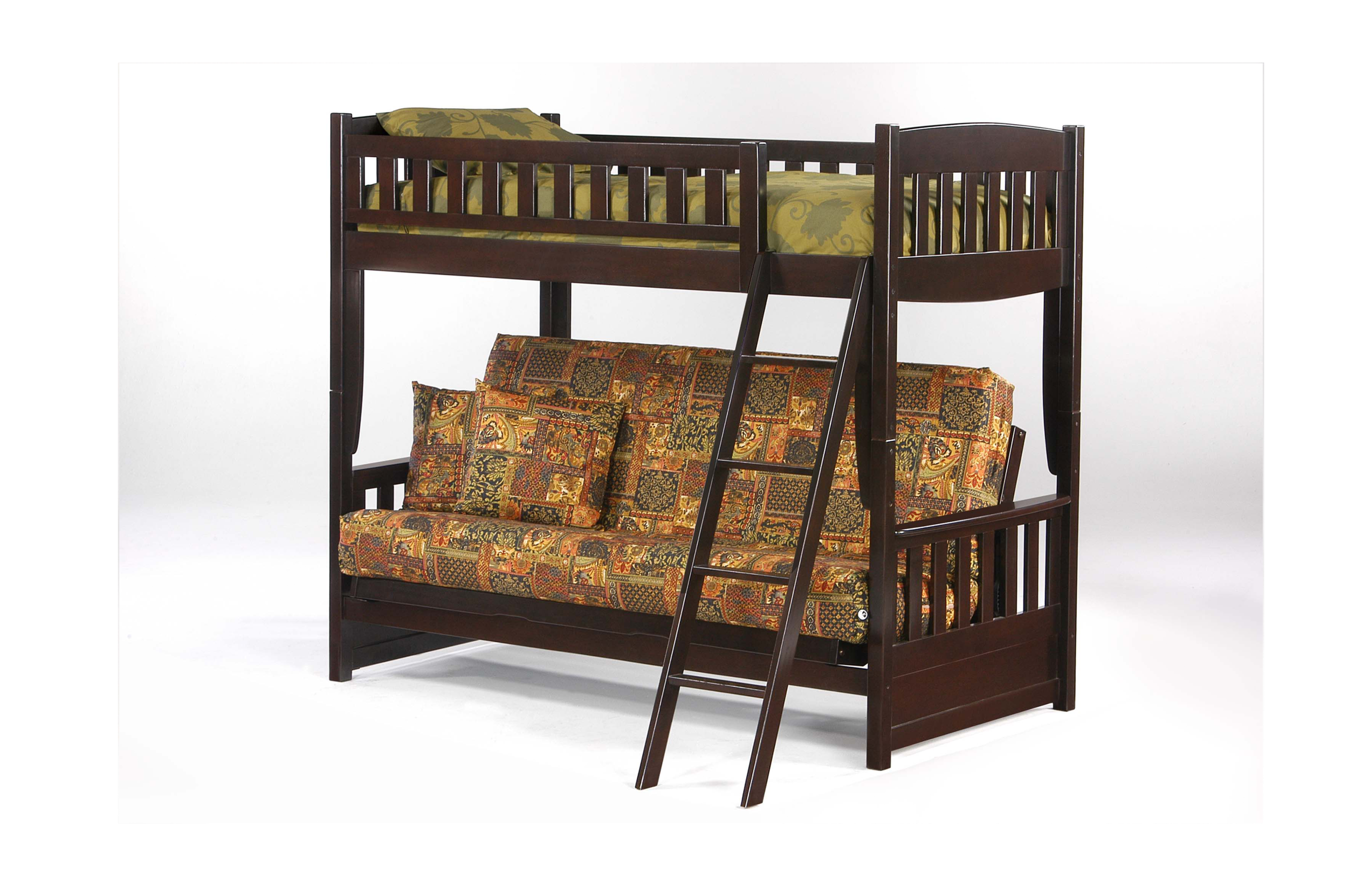 Chocolate Twin Full Futon Sofa Bunk bed The Futon Company